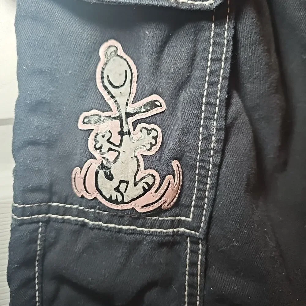 Justice Peanuts Snoopy Black Wide Leg Cargo Pants Girls Size 14